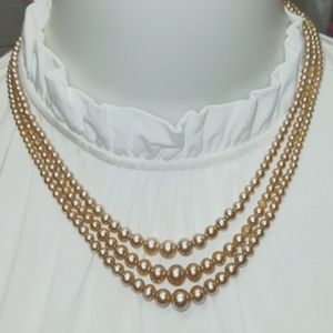 Vintage Japan faux pearl 3-string necklace